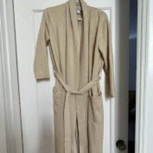 ARLOTTA 100% Cashmere Long Robe Cream with Gold Speckles